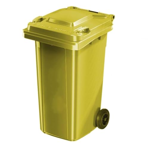 Kommerzieller Mülleimer mit großem Fassungsvermögen, für Küche, Wohnräume, Deckel für den Außenbereich, Terrasse, Straße, Gelb, 120 l Kommerzieller Mülleimer mit großem Fassungsvermögen, für Küche, Wohnräume, Deckel für den Außenbereich, Terrasse, Straße, Gelb, 120 l von BAKULI