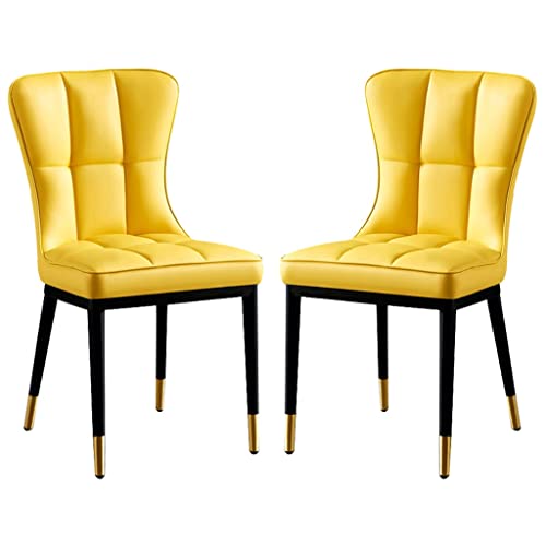 Küchen Esszimmerstühle 2er Set Wasserfester Beistellstuhl Aus PU Leder Mit Beinen Aus Kohlenstoffstahl(Yellow) von BAKULI