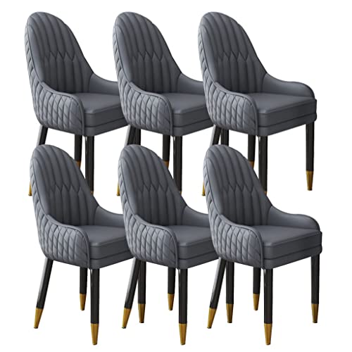 Küchen Esszimmerstuhl Set Mit 6 Stühlen Mikrofaser Leder Schlafzimmer Balkon Sofastuhl Hohe Rückenlehne Beine Aus Massivholz(All Cement Gray) von BAKULI