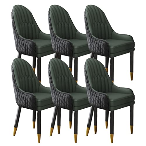 Küchen Esszimmerstuhl Set Mit 6 Stühlen Mikrofaser Leder Schlafzimmer Balkon Sofastuhl Hohe Rückenlehne Beine Aus Massivholz(Black+Dark Green) von BAKULI