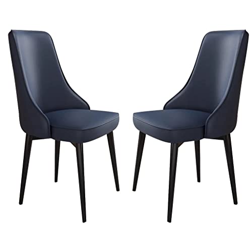 Kunstleder Esszimmerstühle for Küche Und Esszimmer 2er Set Sofastuhl for Schlafzimmer Balkon Mit Beinen Aus Kohlenstoffstahl(Dark Blue,Black Feet) von BAKULI