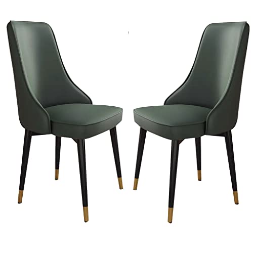Kunstleder Esszimmerstühle for Küche Und Esszimmer 2er Set Sofastuhl for Schlafzimmer Balkon Mit Beinen Aus Kohlenstoffstahl(Dark Green,Golden Feet) von BAKULI