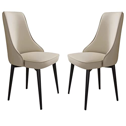 Kunstleder Esszimmerstühle for Küche Und Esszimmer 2er Set Sofastuhl for Schlafzimmer Balkon Mit Beinen Aus Kohlenstoffstahl(RiceYellow,Black Feet) von BAKULI