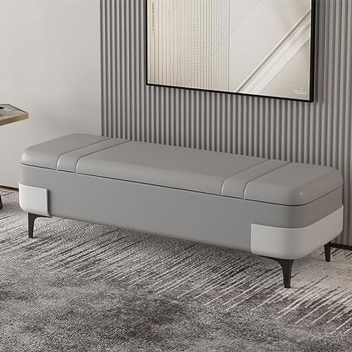 Moderne Osmanische Bank Schlafzimmerbank Aus Technologiestoff Gepolsterte Bettendebank Mit Metallbeinen Aufbewahrungsbank For Wohnzimmer Eingangsbereich Esszimmer 300 Pfund(Color:Grey2,Size:60x40x40cm von BAKULI