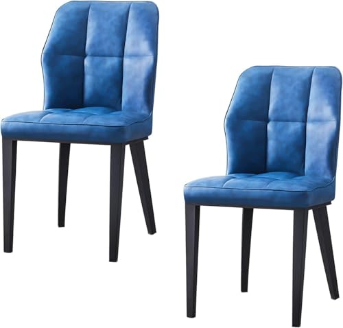 Modernes 2 Teiliges Esszimmerstuhl Set Küchenstuhl PU Lederpolsterung Wohnzimmer Beistellstuhl Beinen Karbonstahl(Blue) von BAKULI