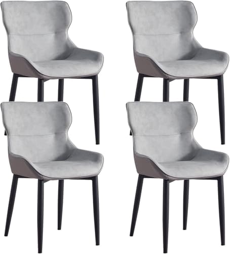 Modernes Wasserfestes 4er Set Stühle Aus PU Leder Mit Beinen Karbonstahl Geeignet for Wohnzimmer Küchentheke(Dark Gray) von BAKULI