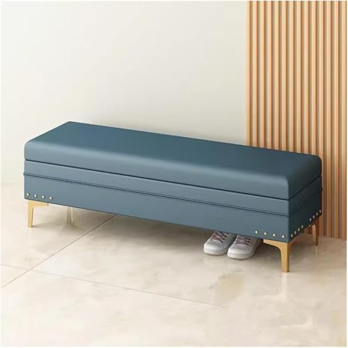 Ottomane Bank Aus Pu Leder Bettende Fenstersitz Schlafzimmer Ottomane Bank Eingangsbereich Stauraum Und Sitzgelegenheiten(Blue,60 * 40 * 40Cm) von BAKULI