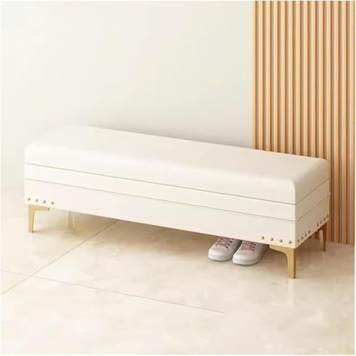 Ottomane Bank Aus Pu Leder Bettende Fenstersitz Schlafzimmer Ottomane Bank Eingangsbereich Stauraum Und Sitzgelegenheiten(Cream,60 * 40 * 40Cm) von BAKULI