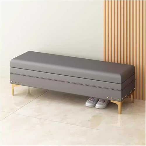 Ottomane Bank Aus Pu Leder Bettende Fenstersitz Schlafzimmer Ottomane Bank Eingangsbereich Stauraum Und Sitzgelegenheiten(Gray,60 * 40 * 40Cm) von BAKULI