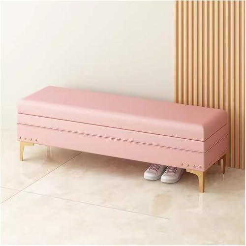 Ottomane Bank Aus Pu Leder Bettende Fenstersitz Schlafzimmer Ottomane Bank Eingangsbereich Stauraum Und Sitzgelegenheiten(Pink,80 * 40 * 40Cm) von BAKULI