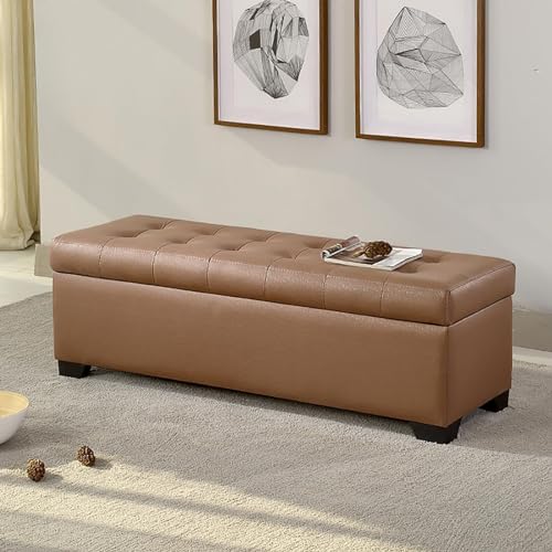 Tech Tuch Mit Getufteter Aufbewahrungsbank For Schlafzimmer Gepolsterte Bettende Bank Mit Klappdeckel Osmanische Bank Mit Stauraum Und Sitzgelegenheiten For Wohnzimmer Eingangsbereich(Color:Brown,Size von BAKULI