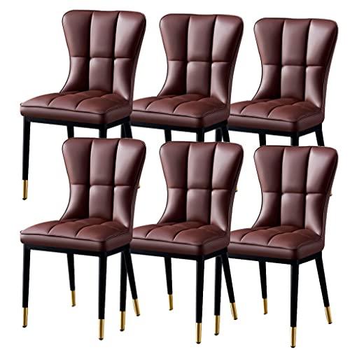 Wasserfester Seitenstuhl Aus PU Leder 6er Set Küchen Esszimmerstuhl Mit Beinen Aus Kohlenstoffstahl(Brown) von BAKULI