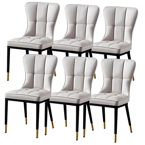 Wasserfester Seitenstuhl Aus PU Leder 6er Set Küchen Esszimmerstuhl Mit Beinen Aus Kohlenstoffstahl(Light Grey) von BAKULI