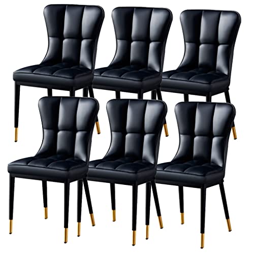Wasserfester Seitenstuhl Aus PU Leder 6er Set Küchen Esszimmerstuhl Mit Beinen Aus Kohlenstoffstahl(Negro) von BAKULI