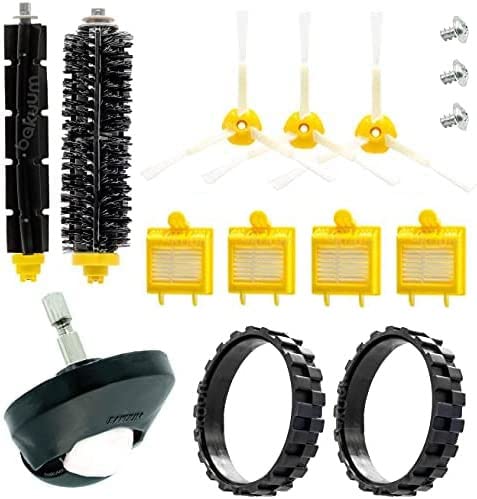 EPIEZA BAKUUM Reifen-Set mit Mittelrad + Bürsten + Ersatzteile für iRobot Roomba Serie 700, 15 Stück von BAKUUM
