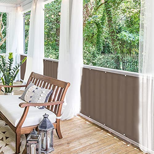 BALCONIO Balkon Sichtschutz wasserabweisend Balkonbespannung Balkonabdeckung für Balkon Terrasse aus Polyester-Braun-350 x 85 cm von BALCONIO