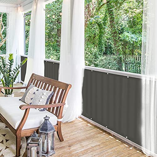 BALCONIO Balkon Sichtschutz wasserabweisend Balkonbespannung Balkonabdeckung für Balkon Terrasse aus Polyester-Dunkelgrau-400 x 85 cm von BALCONIO