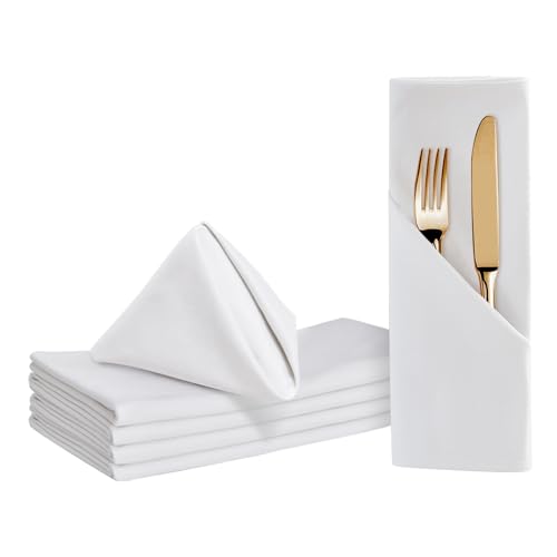 BALCONY & FALCON Baumwollservietten 50x50cm Weich und saugfähig Waschbar Faltbare Servietten Geeignet für Hochzeiten Feste Familienfeiern Hotels Partys Packung 6 Stück Weiß von BALCONY & FALCON
