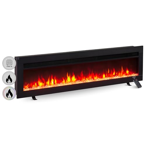 BALDERIA Elektrokamin Agnes 50" | 3in1 Elektrischer Stand-, Wand- oder Einbaukamin mit 3D-Flammeneffekt | Elektro Heizung 1800W | Kamin mit Fernbedienung, Startsteuerung, Timer & Thermostat | Schwarz von BALDERIA