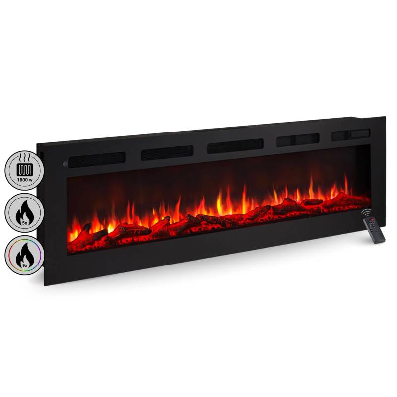 BALDERIA LE-60 Elektrokamin Wandkamin oder Einbaukamin Heizung 3D-Flammeneffekt Schwarz von BALDERIA