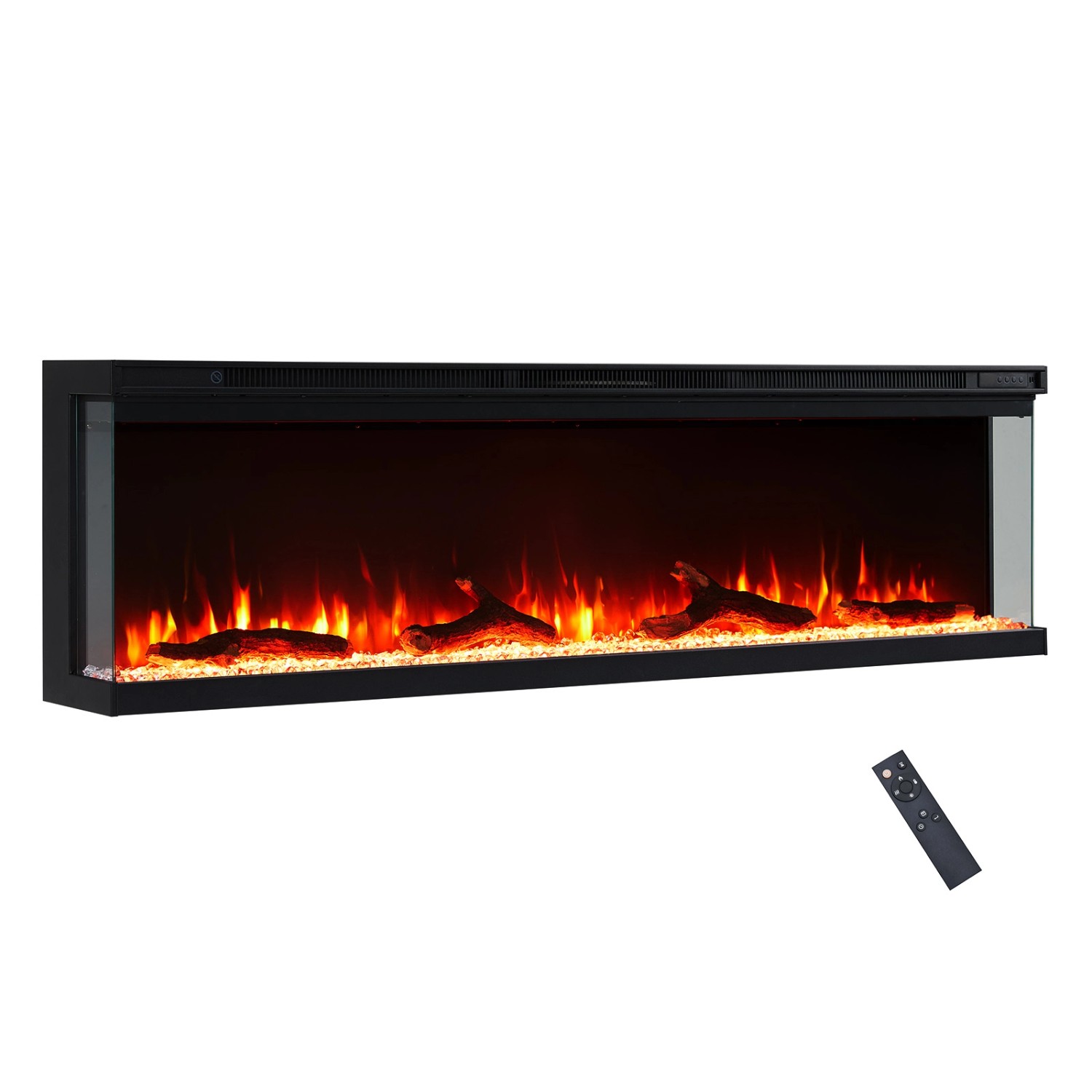 BALDERIA OR-60 Elektrokamin Wandkamin oder Einbaukamin Heizung 3D-Flammeneffekt Schwarz von BALDERIA