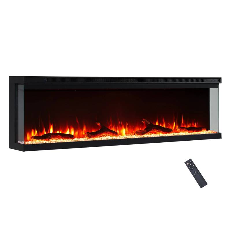 BALDERIA OR-60 Elektrokamin Wandkamin oder Einbaukamin Heizung 3D-Flammeneffekt Schwarz von BALDERIA