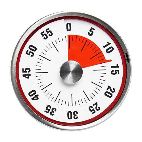 BALDR Mechanischer Countdown-Timer, Küchenwerkzeug, Edelstahl, runde Form, magnetische Timer, Schwarze Farbe, Zeiterinnerungen (groß, rot) von BALDR