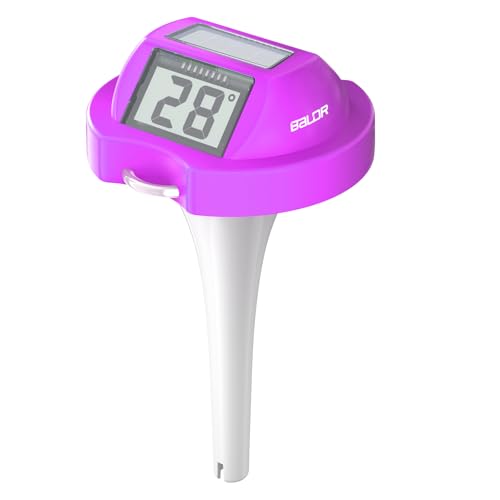 BALDR Pool-Thermometer, schwimmend, leicht ablesbar, solarbetriebenes, digitales Poolthermometer mit Dual-LCD-Bildschirm (dunkelrot) von BALDR