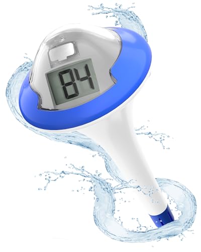 BALDR Pool Thermometer Wiederaufladbar, 180 Tage von 1 Ladung, Kein Batteriewechsel Notwendig, IPX7 Wasserdichtigkeit und mit 2 * Großen Digitalanzeigen, Geeignet für Schwimmbäder, Sprudelbad, Eisbad von BALDR