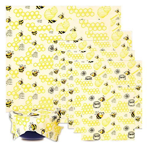 BALFER Bienenwachstücher 8 Stücke Yellow - Öko-Tex Zertifizierte Bienenwachs-Wraps aus Naturwachs & Bio-Baumwolle | Wiederverwendbare Frischhaltefolie für Lebensmittel, Plastikfrei & Umweltfreundlich von BALFER