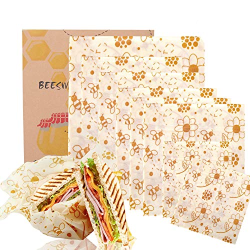 BALFER Bienenwachstücher 8 Stücke - Öko-Tex Zertifizierte Bienenwachs-Wraps aus 100% Naturwachs & Bio-Baumwolle | Wiederverwendbare Frischhaltefolie für Lebensmittel, Plastikfrei & Umweltfreundlich von BALFER