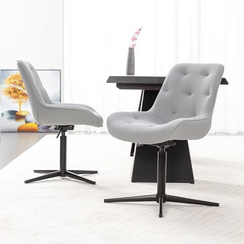 BALIAA Küchenstühle 2er Set, Esszimmerstühle Drehbar, Polsterstuhl Esszimmer aus Atmungsaktives Netzgewebe mit Metallbeinen, Essstühle Grau von BALIAA
