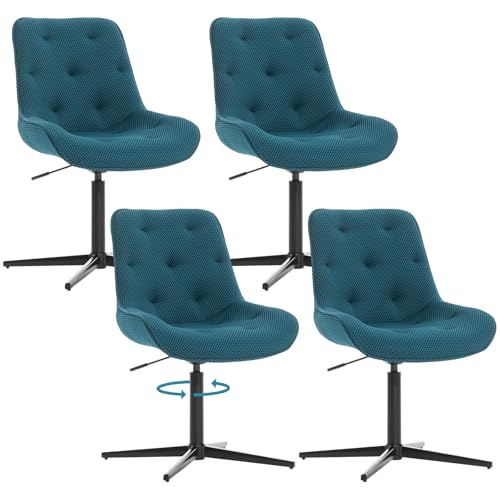 BALIAA Küchenstühle 4er Set, Esszimmerstühle Drehbar, Polsterstuhl Esszimmer aus Atmungsaktives Netzgewebe mit Metallbeinen, 4er Set Stühle Blaugrün von BALIAA
