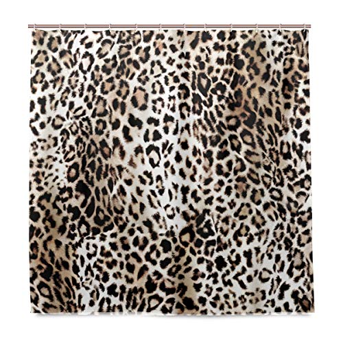 BALII Duschvorhang mit Leopardenmuster, 183 x 183 cm, Polyester, wasserdicht, mit 12 Haken für Badezimmer von BALII