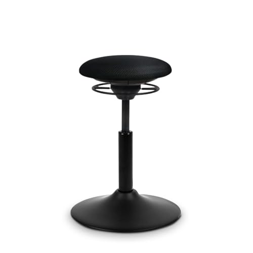 BALIMO Classic - Sitztrainer - Bewegungshocker - ergonomischer Hocker mit frei beweglicher Sitzfläche - Rücken-Trainer - Bürohocker - Standfuß Schwarz (Gestell Schwarz - Sitzbezug Schwarz) von BALIMO
