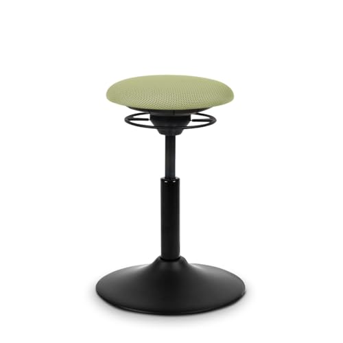 BALIMO Classic - Sitztrainer - Bewegungshocker - ergonomischer Hocker mit frei beweglicher Sitzfläche - Rücken-Trainer - Bürohocker - Standfuß Schwarz (Gestell Schwarz - Sitzbezug Grün) von BALIMO