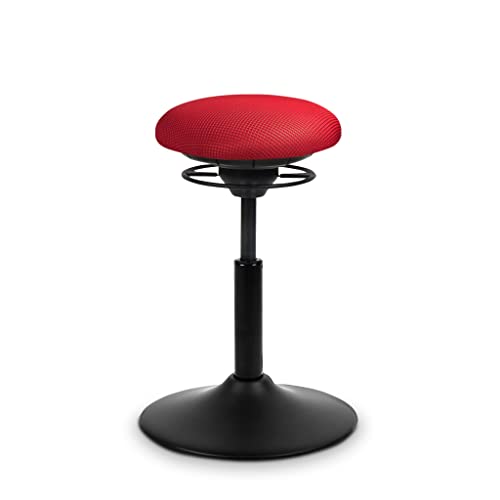 BALIMO Classic -Bürohocker - ergonomischer Sitzhocker - Bewegungsstuhl - Bewegungshocker - Rücken-Trainer - Hocker mit frei beweglicher Sitzfläche - Standfuß schwarz matt (Rot) von BALIMO