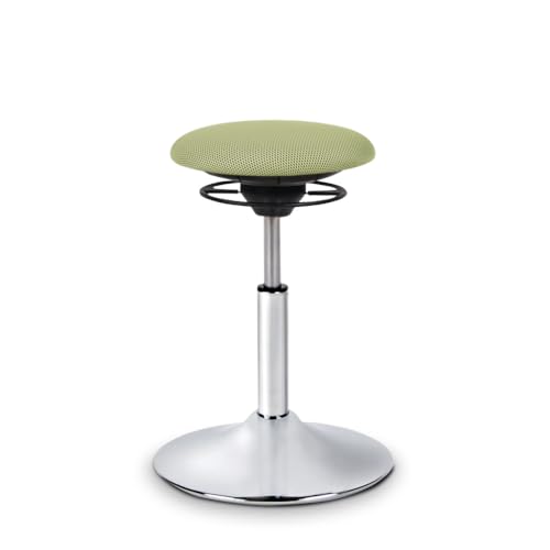 BALIMO Classic - Bürohocker - ergonomischer Sitzhocker - Hocker mit frei beweglicher Sitzfläche - Rücken-Trainer - Sitztrainer - Bewegungshocker - Standfuß Silber gebürstet (Sitzbezug Grün) von BALIMO