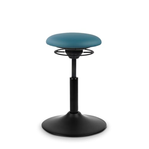 BALIMO Classic - Sitztrainer - Bewegungshocker - ergonomischer Hocker mit frei beweglicher Sitzfläche - Rücken-Trainer - Bürohocker - Standfuß Schwarz (Kunstleder Petrol) von BALIMO