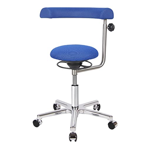 BALIMO Office - Bürostuhl - ergonomischer Sitzhocker - Rücken-Trainer - Sitztrainer - Bewegungshocker - Bewegungsstuhl - Hocker mit frei beweglicher Sitzfläche - Gestell Chrome (Blau) von BALIMO
