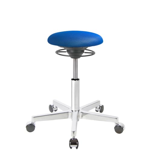 BALIMO ROLL - Bewegungshocker - Sitztrainer - ergonomischer Sitzhocker - Hocker mit Schwingeffekt - Rücken-Trainer - Bewegungsstuhl - Bürohocker - Gestell Berlin Chrom - Bezug Blau von BALIMO