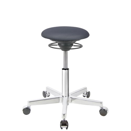 BALIMO ROLL - Bewegungshocker - Sitztrainer - ergonomischer Sitzhocker - Hocker mit Schwingeffekt - Rücken-Trainer - Bewegungsstuhl - Bürohocker - Gestell Berlin Chrom - Bezug Dunkelgrau von BALIMO