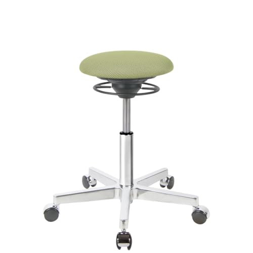 BALIMO ROLL - Bewegungshocker - Sitztrainer - ergonomischer Sitzhocker - Hocker mit Schwingeffekt - Rücken-Trainer - Bewegungsstuhl - Bürohocker - Gestell Berlin Chrom - Bezug Grün von BALIMO