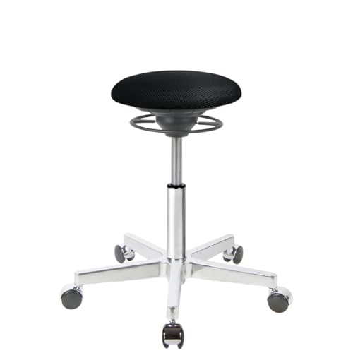 BALIMO ROLL - Bewegungshocker - Sitztrainer - ergonomischer Sitzhocker - Hocker mit Schwingeffekt - Rücken-Trainer - Bewegungsstuhl - Bürohocker - Gestell Berlin Chrom - Schwarz von BALIMO