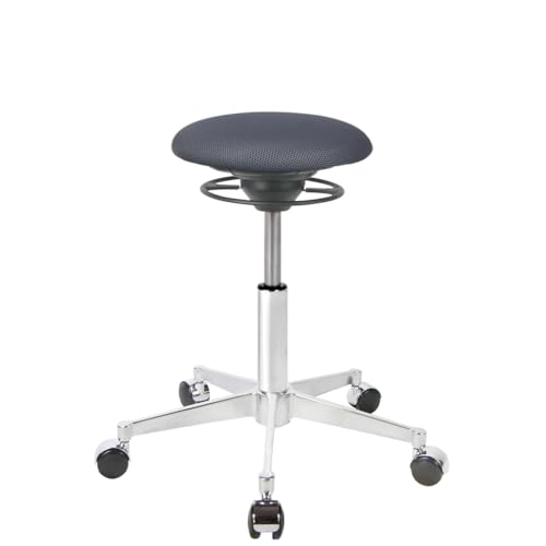 BALIMO ROLL - Bewegungshocker - Sitztrainer - ergonomischer Sitzhocker - Hocker mit Schwingeffekt - Rücken-Trainer - Bewegungsstuhl - Bürohocker - Gestell London Chrom Sitz Dunkelgrau von BALIMO