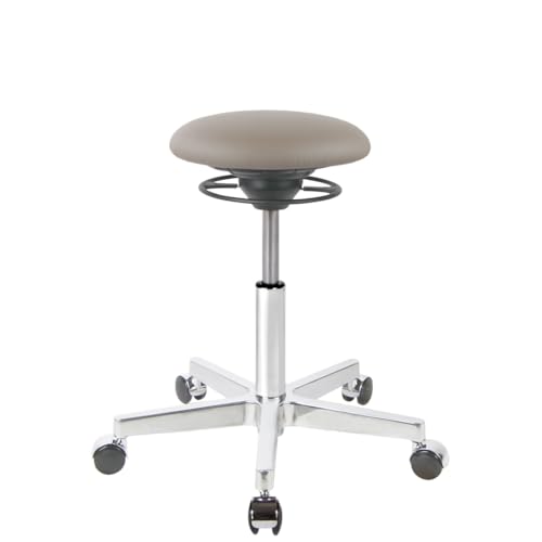 BALIMO ROLL - Bürohocker - ergonomischer Sitzhocker - Rücken-Trainer - Bewegungshocker - Bewegungsstuhl - Hocker mit frei beweglicher Sitzfläche - Gestell Berlin Chrome (Kunstleder Taupe) von BALIMO