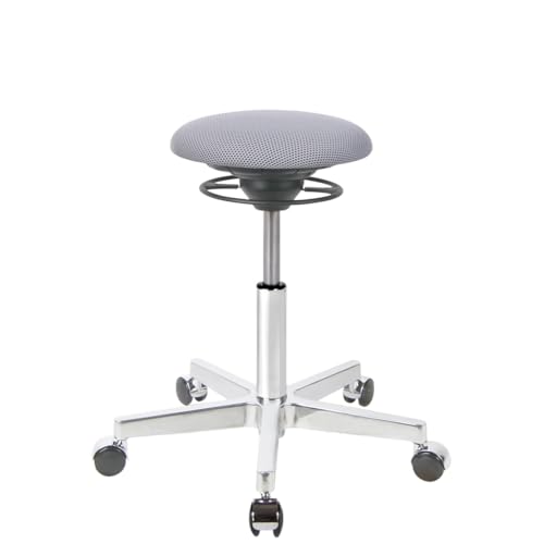 BALIMO ROLL Classic - Bewegungshocker - Sitztrainer - ergonomischer Sitzhocker - Hocker mit Schwingeffekt - Rücken-Trainer - Bewegungsstuhl - Bürohocker - Gestell Berlin Chrom - Hellgrau von BALIMO