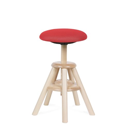 BALIMO Wood, Buchenholz - Bürohocker - ergonomischer Hocker - Sitzhocker mit Schwingeffekt - Bewegungshocker - Bewegungsstuhl - Rücken-Trainer - Rot von BALIMO