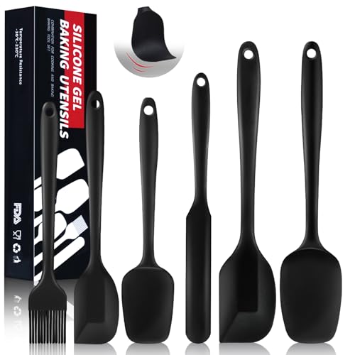 6 Stück Teigschaber Set Mit Stahlkern, Silikon Spatel Und Kochlöffel 230℃ Hitzebeständig Antihaft Nahtloses Einteiliges Design, Küchenutensilien Zum Kochen Backen Rühren von BALITTA