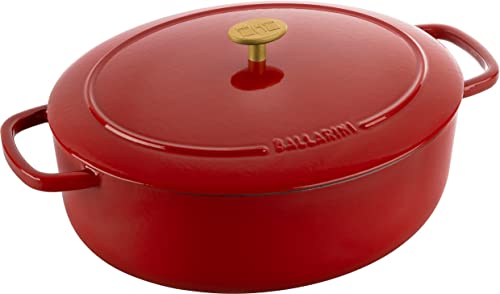 BALLARINI Bellamonte Auflaufform, Bräter, Dutch Oven, Emailliertes Gusseisen, Oval, 33 cm, 6,5 L, Rot von BALLARINI